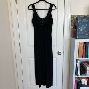 Empire Waist, Beaded neckline, Black Dress